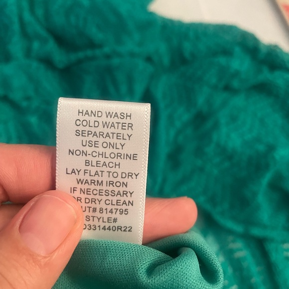 Rabbit Rabbit Rabbit Design Short Sleeve Lace Fit + Flare Dress 4 petite Green - Picture 7 of 10